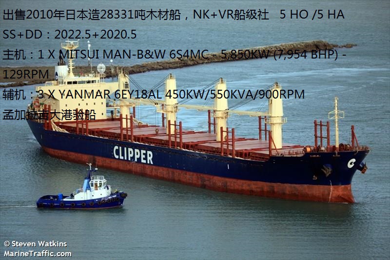 出售2010年日本造28331吨木材船