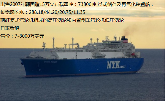 出售2007年韩国造 全称浮式储存及再气化装置船