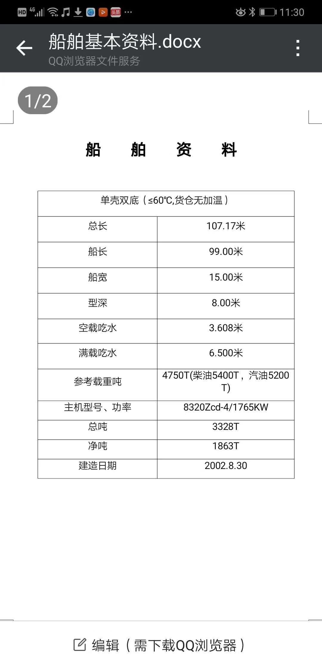 出售5000吨单壳油船