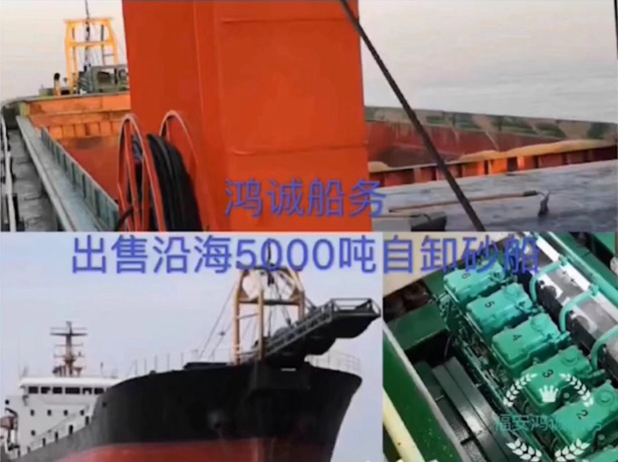 出售实载5000吨沿海自卸砂船：2009年造