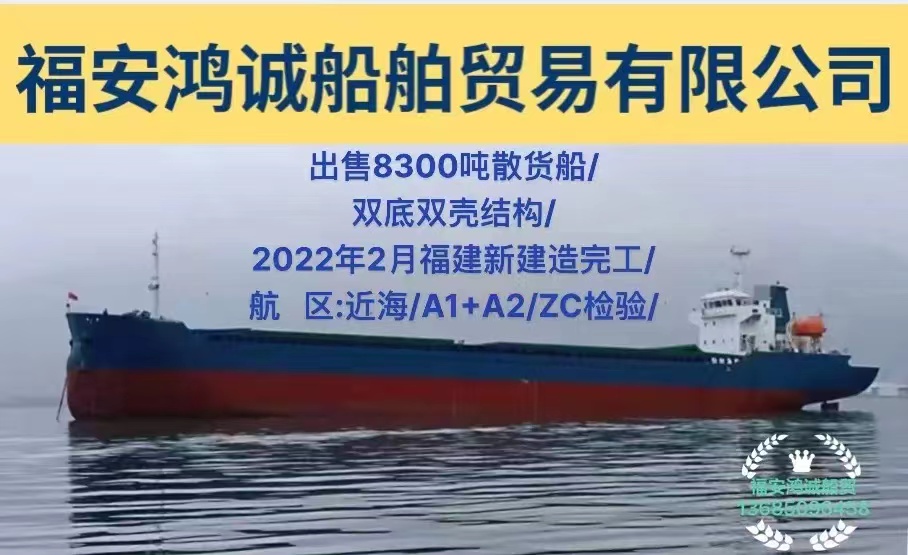 出售8300吨散货船/ 双底双壳结构/ 2022年2月福建新建造完工/