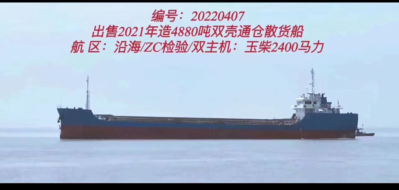 出售4880吨散货船2021年6月江苏建造