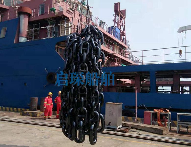 114mm 三级有档锚链,LR/DNV证书,黑漆裸装