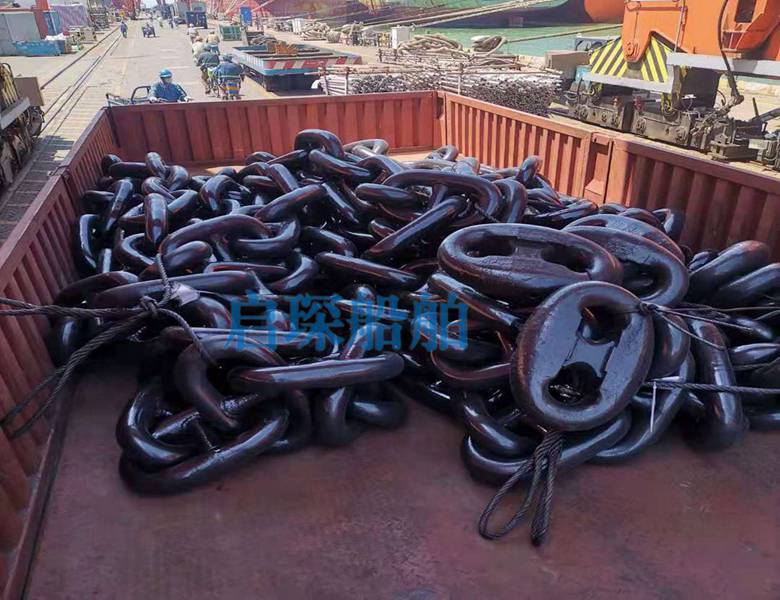 84mm 三级有档锚链,LR证书,黑漆裸装,专车发上海