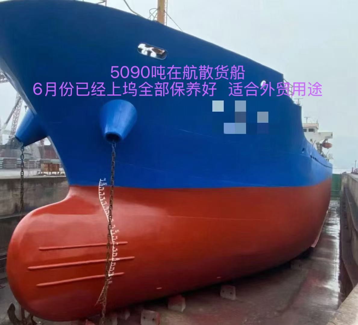出售:5090吨在航散货船 建造年份:2008年