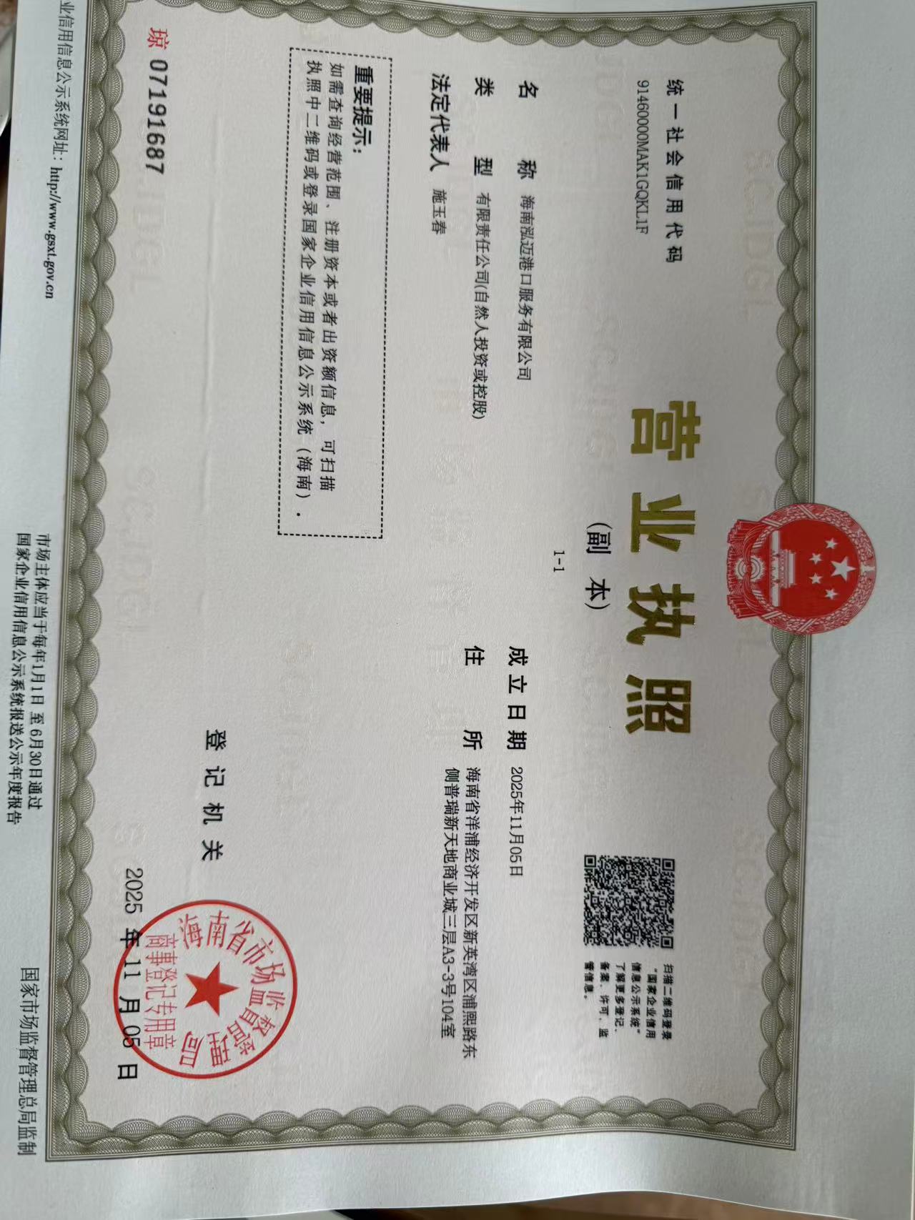 海南泓迈港口服务有限公司