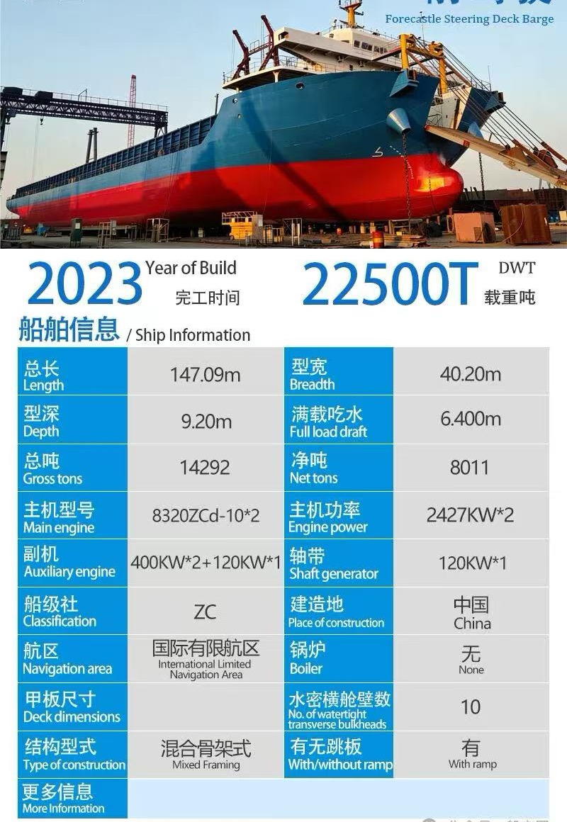 出售23000吨甲板船