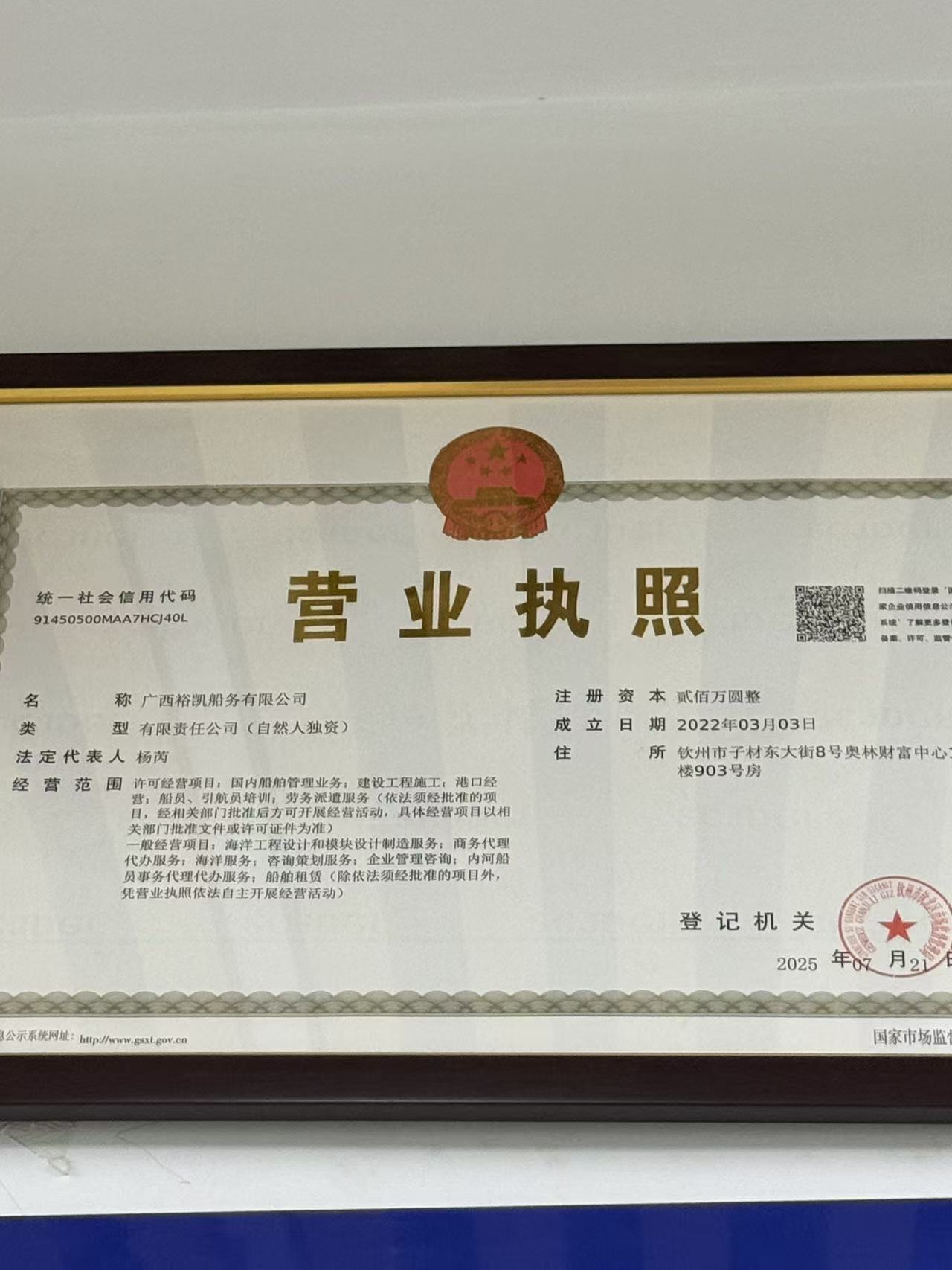 广西裕凯船务有限公司
